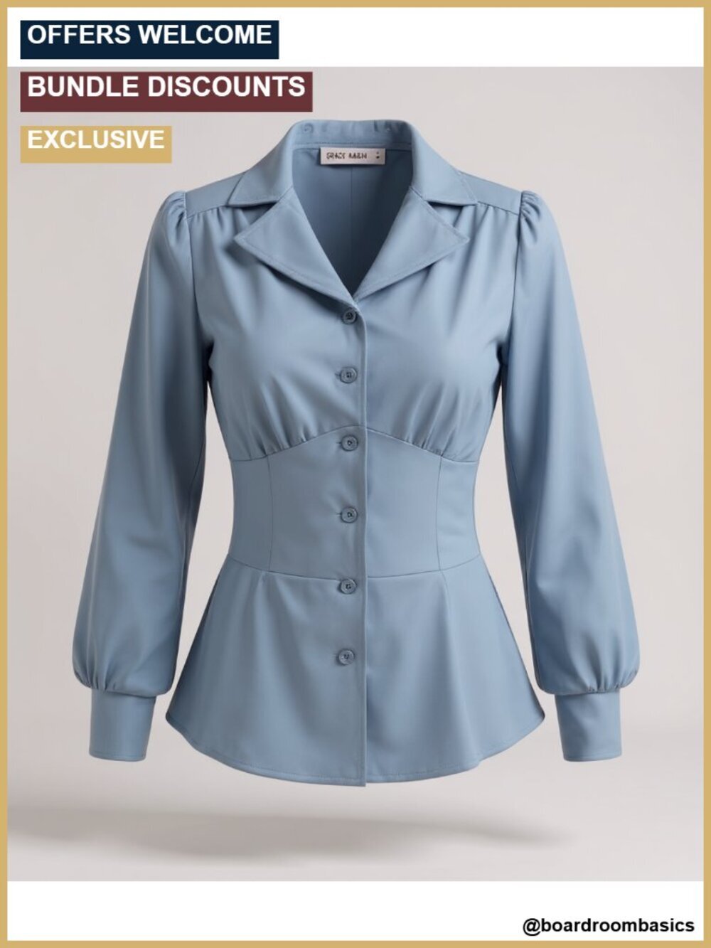 Long Sleeve Peplum Blouse Dressy Work Tops Business Casual Button Down
